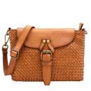 Bolso bandolera mujer de cuero tejido