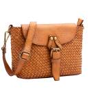 Bolso bandolera mujer de cuero tejido