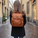 tan leather backpack