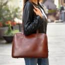 brown leather tote handbag