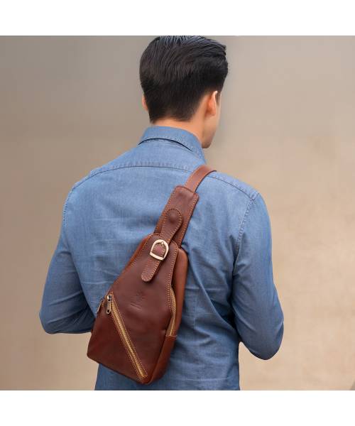 mens leather sling bag