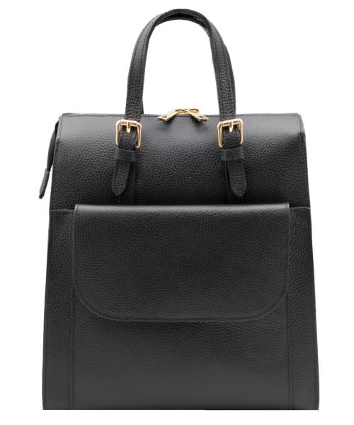 black leather backpack women