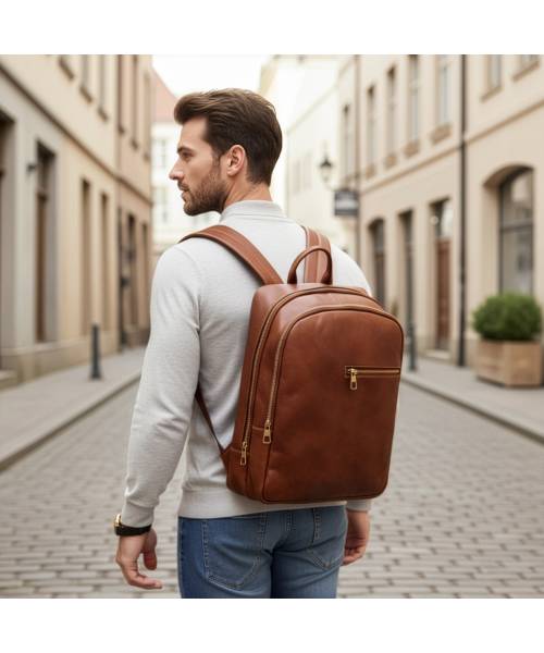 Mens backpack leather