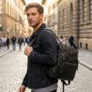 black leather backpack
