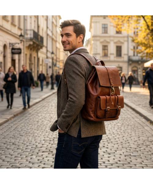 mens leather backpack