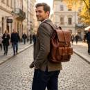 mens leather backpack