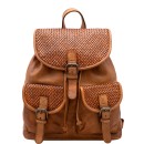 tan leather backpack